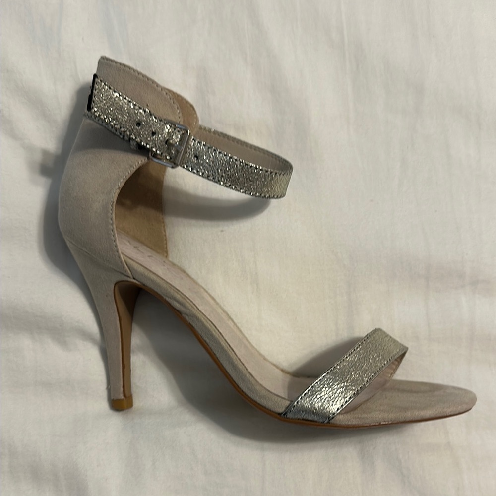 Aldo Elegant Silver Ankle Strap Heels